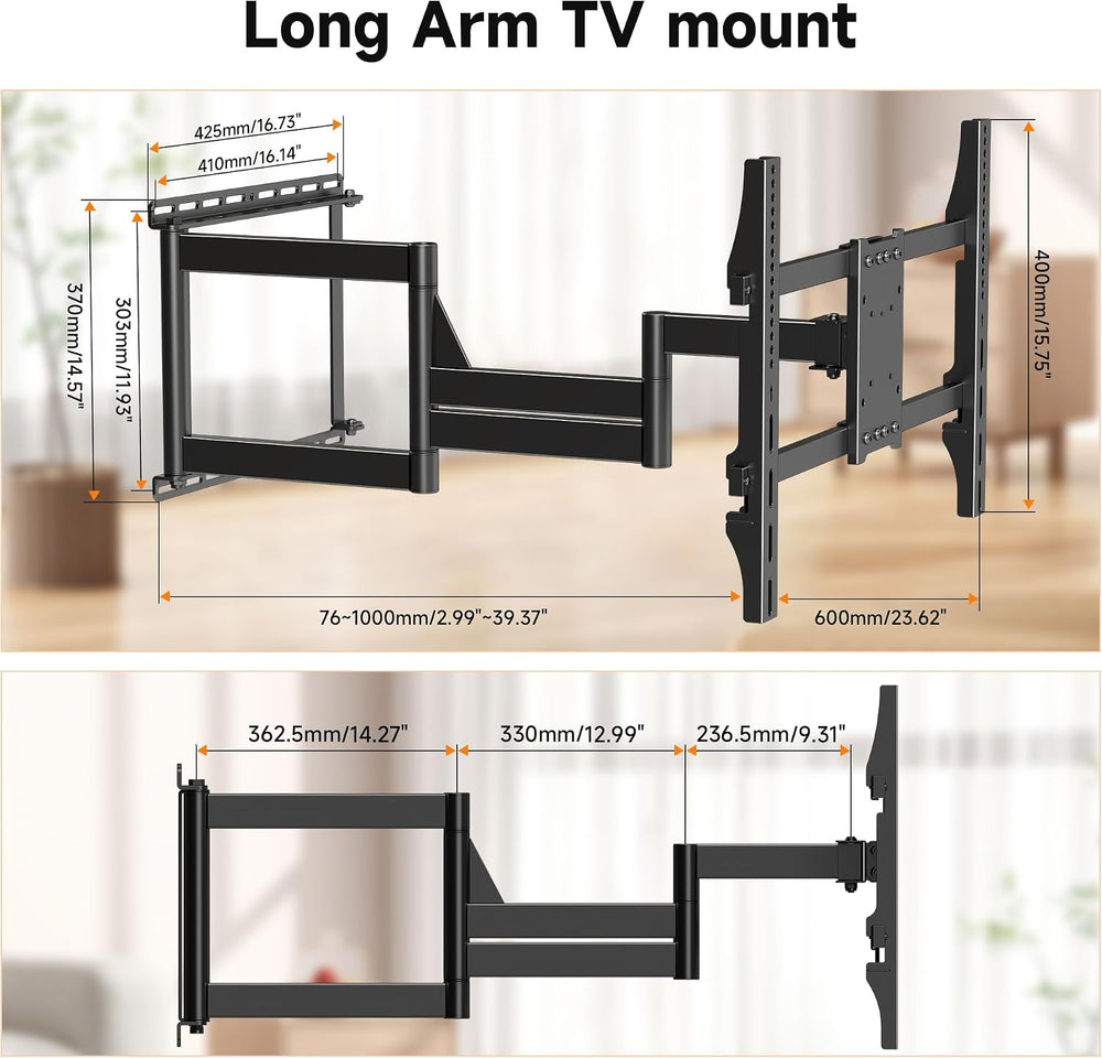 XINLEI Long Arm TV Wall Mount for Most 32-84 Inch TVs, 40” Extension Full Mot...