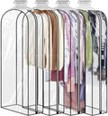 50" Clear Clothes Hangers with Smooth Side Zipper, 10" Gusseted Waterproof Garment Bags for Shirts, Coats, Dresses, Suits, 4 Pack