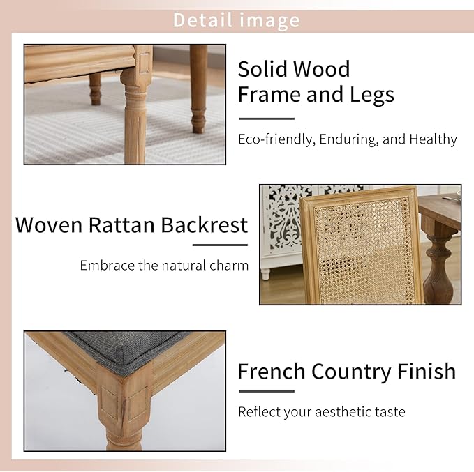 French Country Dining Chairs Set of 4, Grey Kitchen & Dining Room Chairs ...