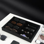 Julysky Sunglass Organizer Tray,8 Grids Watch Holder Display Jewelry Tray for Drawer, Jewelry Display Organizer Tray Box for Men （Black