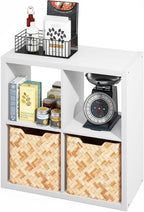 Furinno Hermite 4-Cube White Coffee Bar, Kitchen Island, Kitchen Storage, Bakers Rack, for Pantry Organizers and Storage, Kitchen Organization, Plain White