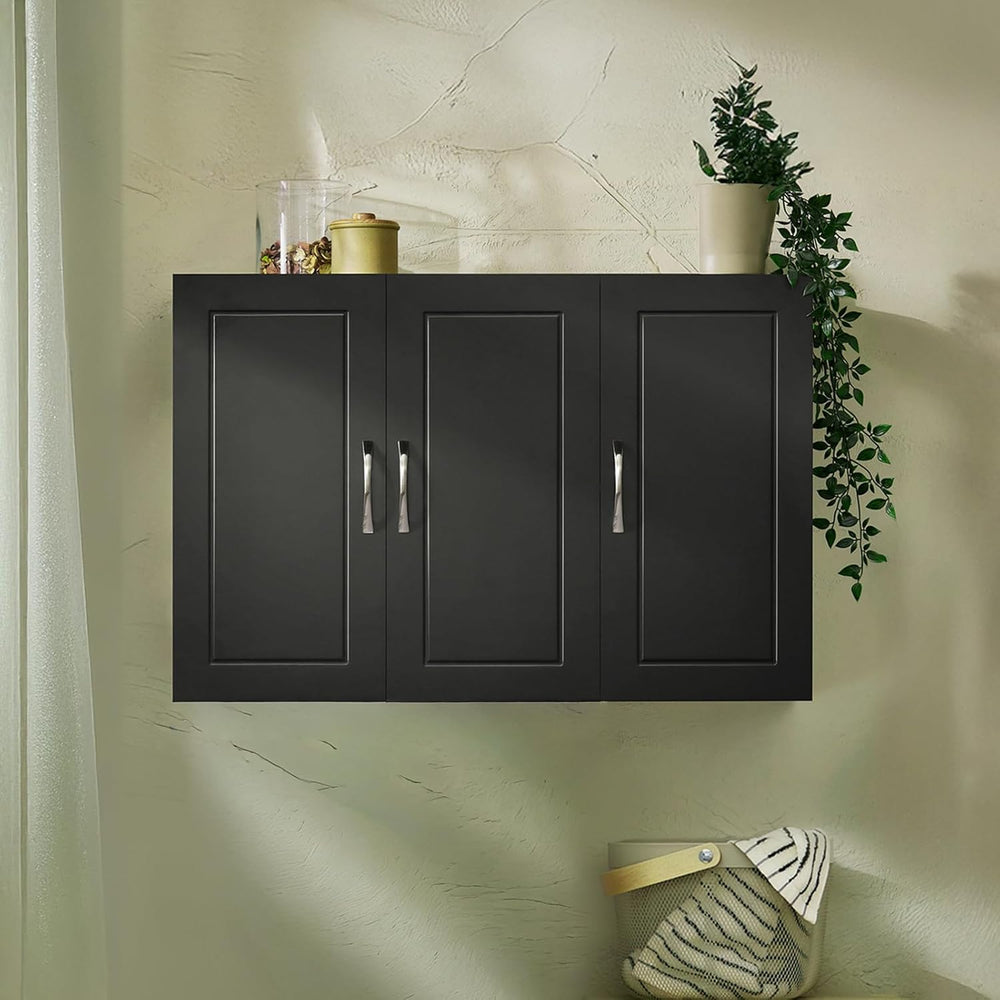 3-Doors Bathroom and Laundry Room Wall Cabinet with Adjustable Shelves, Medic...