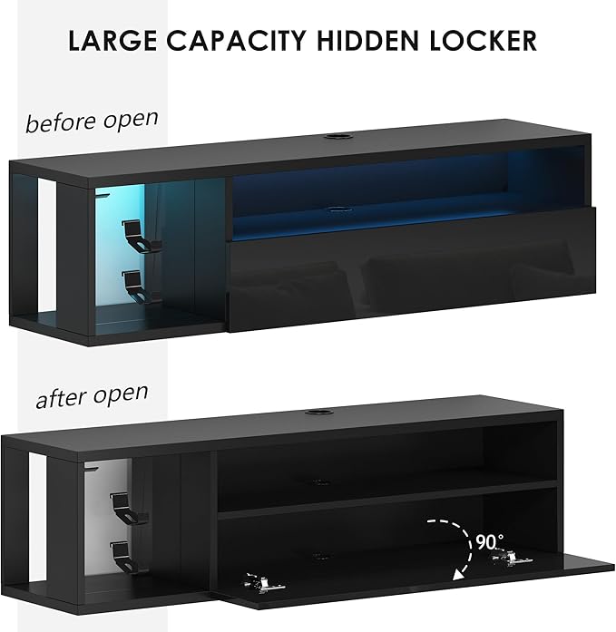 SogesHome 39'' Floating TV Stand with LED Lights, Wall Mounted Entert...