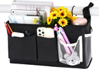 Loghot Bedside Caddy/Bedside Storage Bag Hanging Organizer for Bunk and Hospital Beds,Dorm Rooms Bed Rails,Can be Placed Glasses,Books,Mobile Phones,Keys (New Black-1)