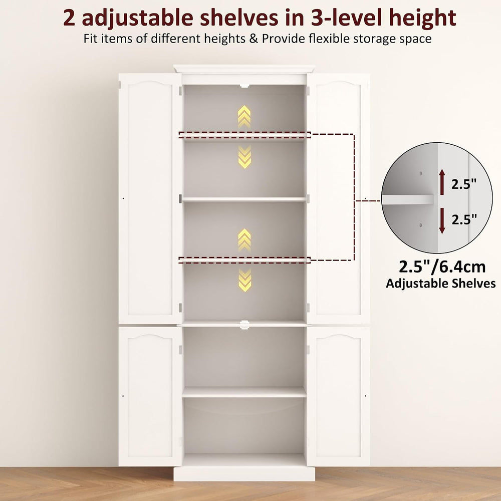 Function Home 72" Kitchen Pantry Cabinet, Tall Wood Storage Cabinet with...