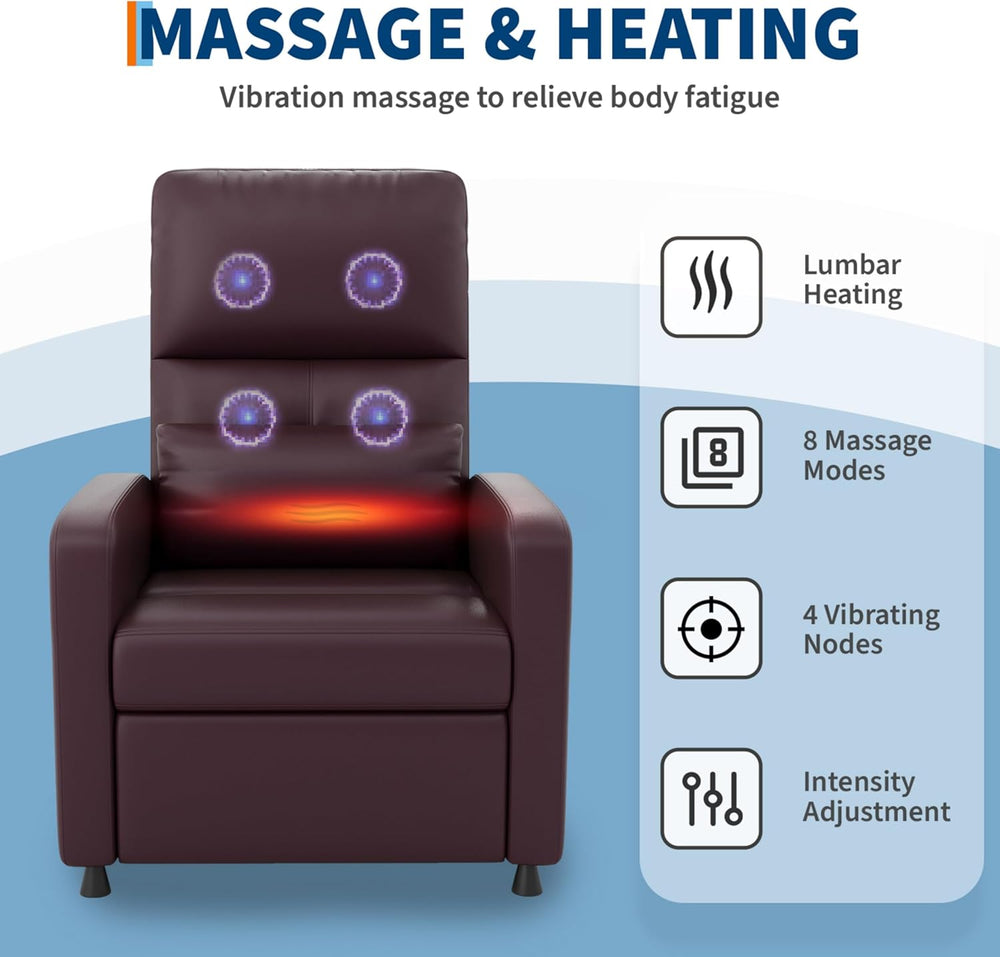 GarveeHome Power Recliner Chair - Heat and Massage, Adjustable Electric Recli...