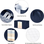 8 Pack Clothes Storage Bags - 60L Blanket Organizers and Storage for Closet Large Storage Bins with Lids and Zipper Storage Containers for King Comforter, Pillow and Sweater(Blue, 8 Pack)