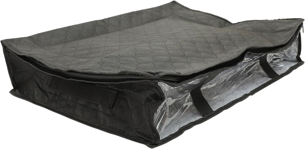 SAFIGLE Foldable Under Bed Storage Bag for Clothes Quilts Breathable Non-woven Organizer with Easy-open Zipper and Transparent Window for Blankets Pillows Sweaters Seasonal Clothing