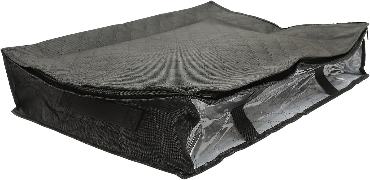 SAFIGLE Foldable Under Bed Storage Bag for Clothes Quilts Breathable Non-woven Organizer with Easy-open Zipper and Transparent Window for Blankets Pillows Sweaters Seasonal Clothing