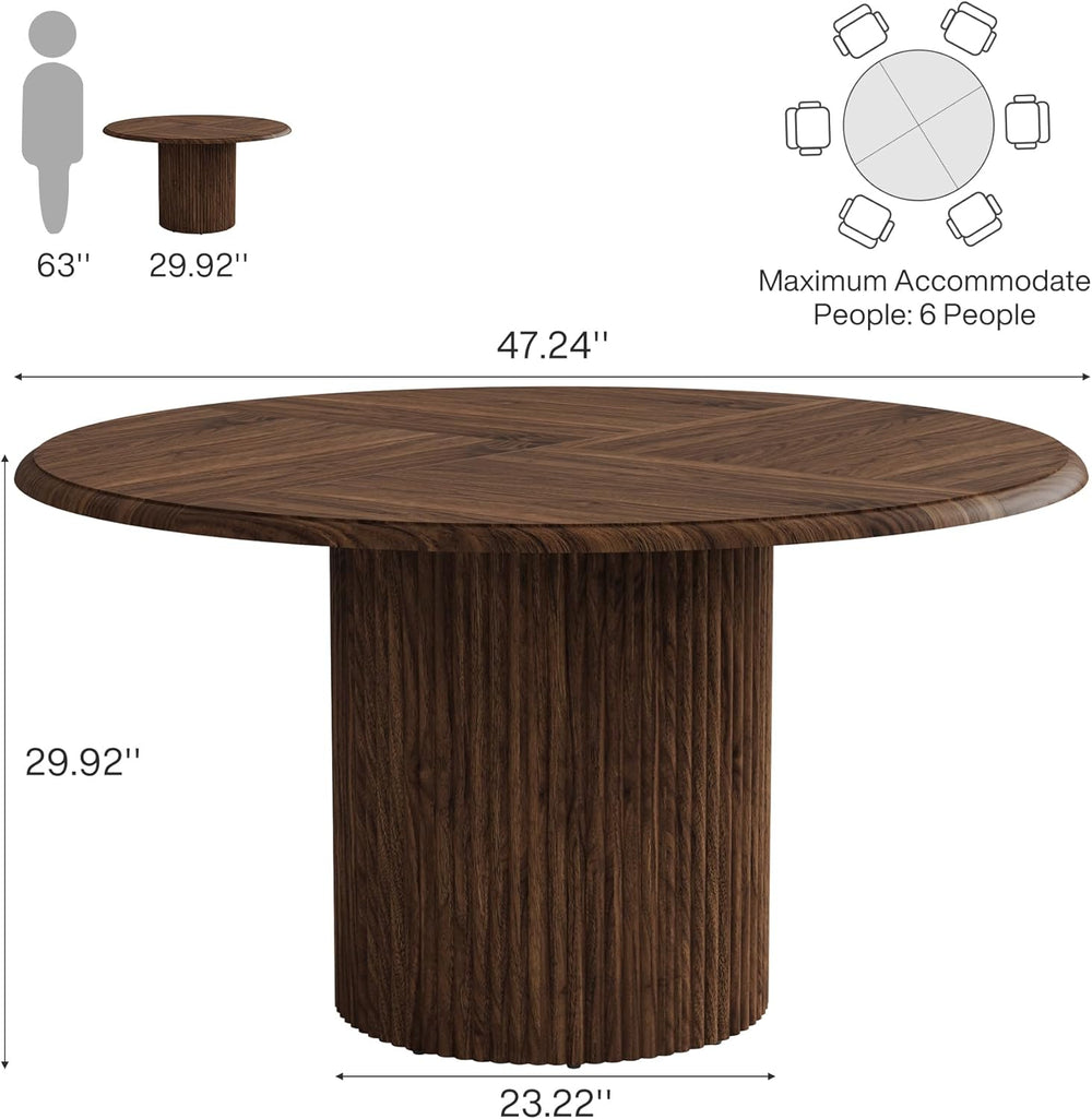 Tribesigns 47" Round Dining Table for 4, Farmhouse Kitchen Table with Me...
