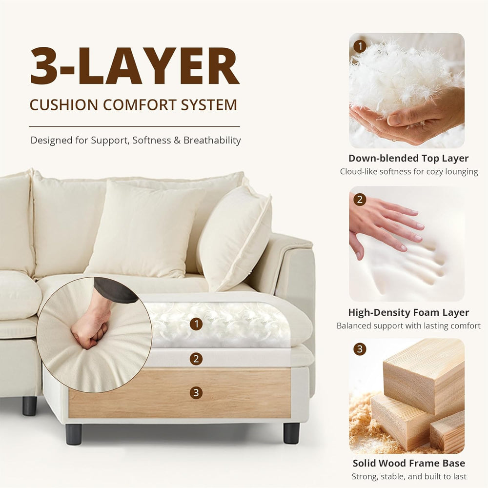 113.4'' Modular Sectional Sofa with Storage Ottoman, Oversized L Shap...