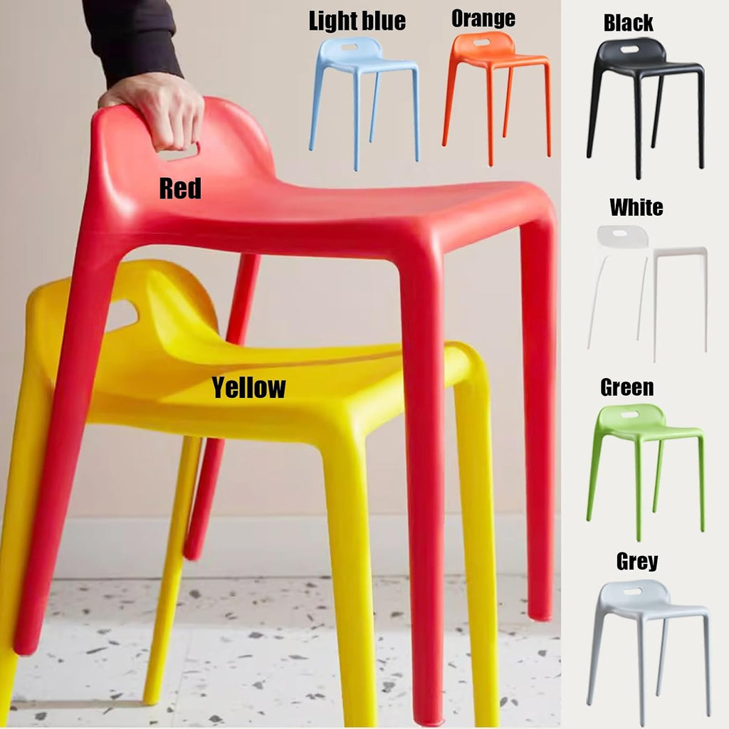 Stackable Plastic Backrest Stools, Conference Room Standby Chair, Simple Bar Stools, Widen The Large Seat Surface, for Parties, Home, Office(Orange)