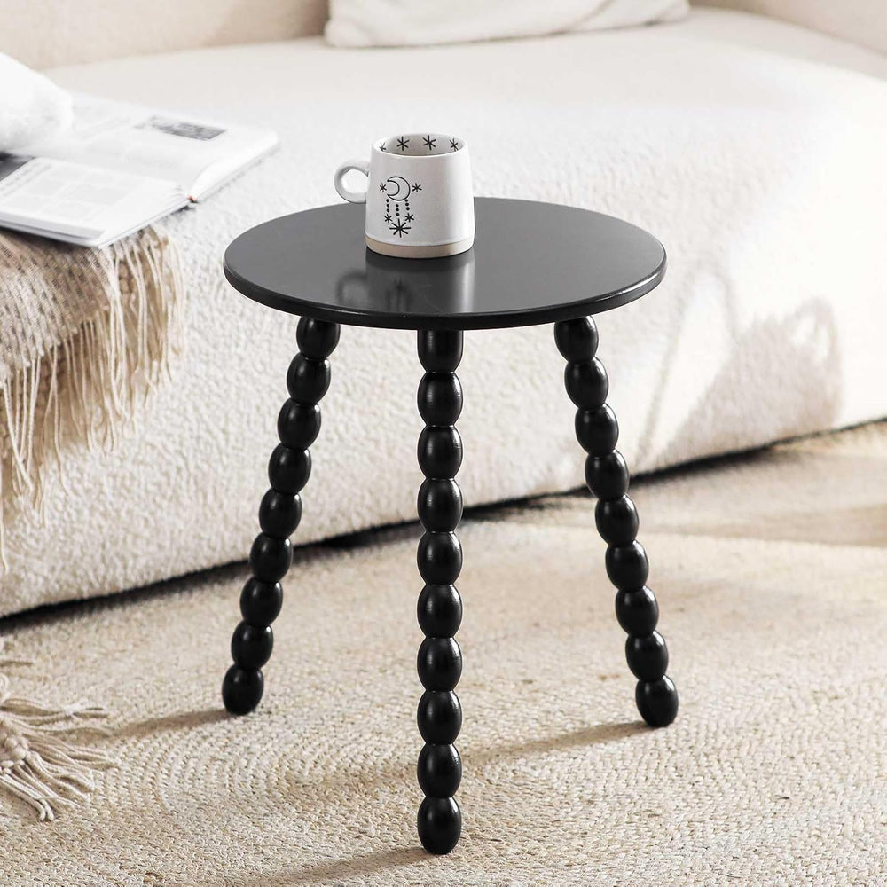 Round Side Table, Solid Wood Small End Table for Small Space, Accent Table Ni...