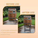 2-Tier Rain Barrel Stand – Base Only, Outdoor Heavy-Duty Rain Water Collection Barrel Stand with Rust-Proof Design & Ring Shelf, Fits 45/50/55-Gallon Plastic Round Rain Barrels (Black)