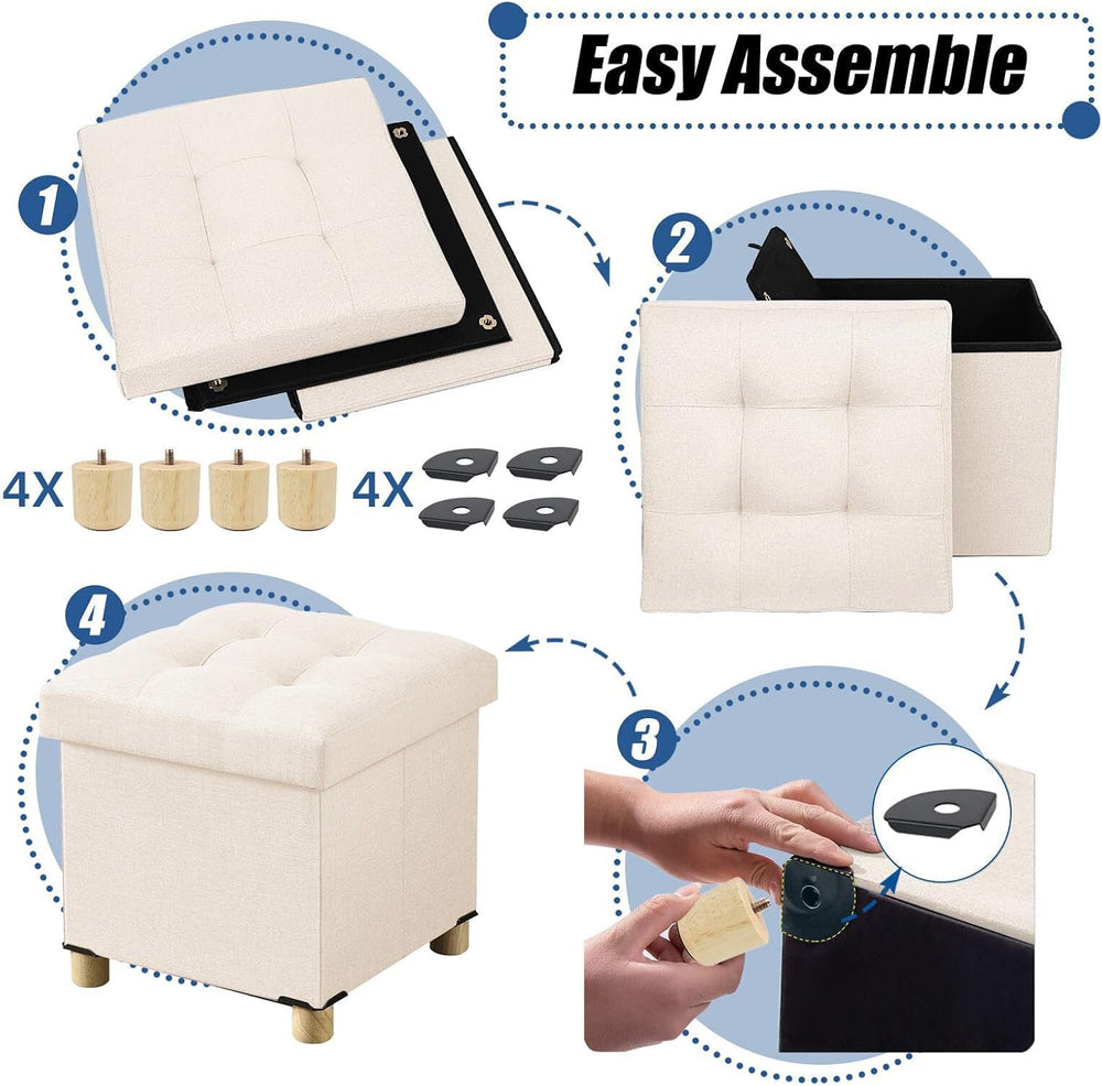 BRIAN & DANY Ottoman with Storage, Small Storage Ottoman for Dorm, Linen ...