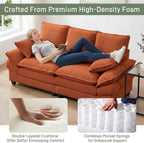 83" Cloud Loveseat Sofa, Comfy Corduroy Couch Deep Seat Double Cushion, 800 LBS 2-3 Seater Love Seat for Living Room Bedroom Apartment Office Small Space, Reddish-Brown