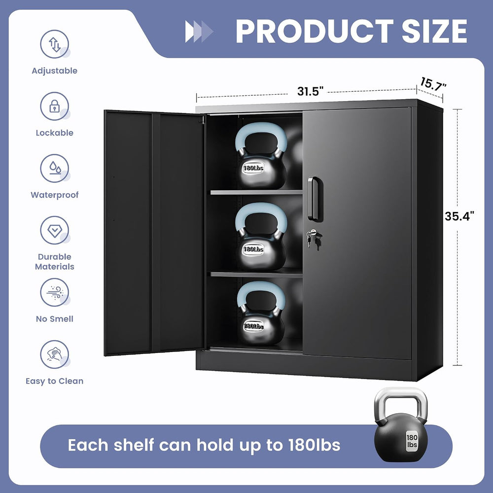 Metal Storage Cabinet, Garage Storage Cabinet with Locking Doors and Adjustab...