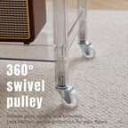Acrylic Utility Rolling Cart, 3-Tier Clear Acrylic Storage Cart with Pulling Handle & 4 Wheels for Kitchen Living Room Dining Bathroom Laundry, Multifunction Serving Trolley for Small Spaces (Blue)