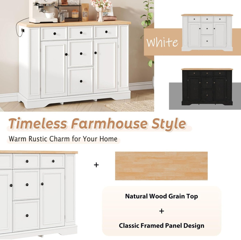 Hassyee Fixed Kitchen Island with Storage Space, Kitchen Console Table with 5...