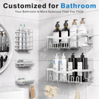 EUDELE 5-Pack Rustproof Stainless Steel Shower Caddy – No Drill Adhesive Bathroom Organizer with Large Capacity, Spacious Shower Shelves for Inside Shower, Kitchen & Home Decor Storage-XL Size