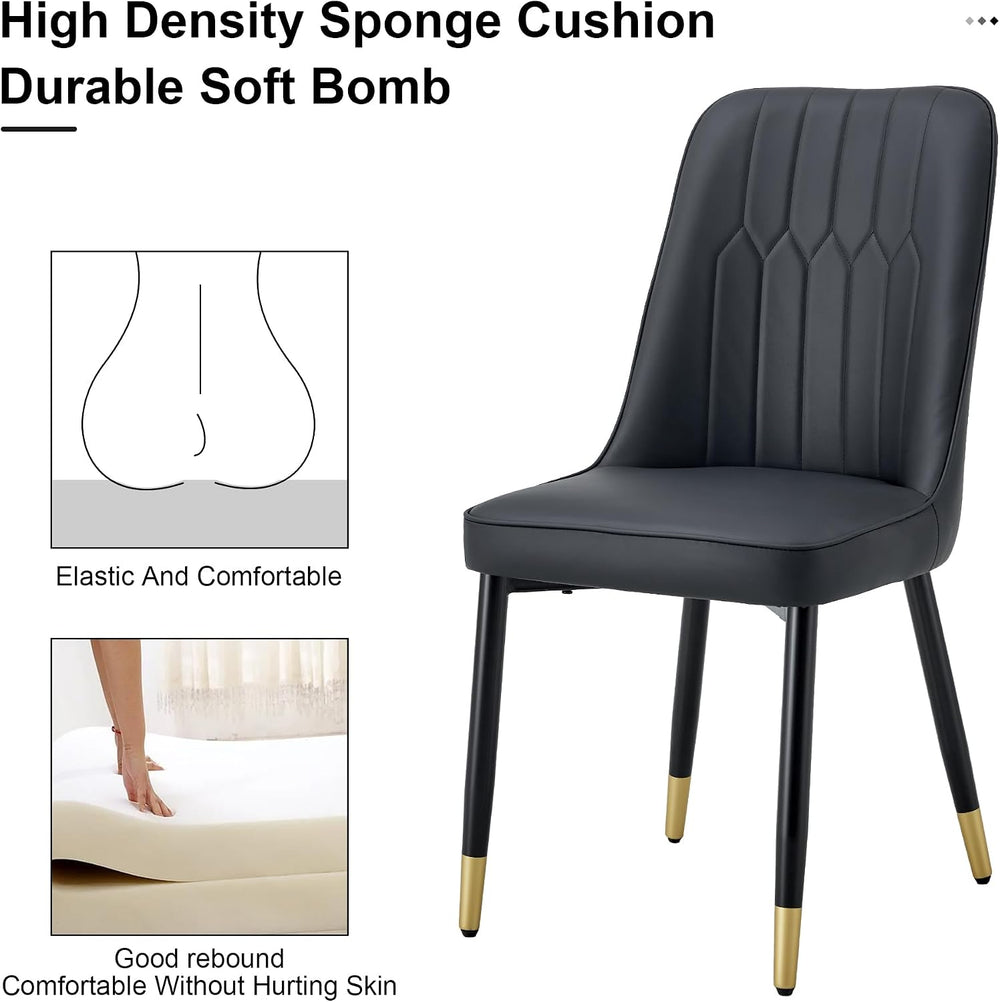 Dining Chairs Set of 4，Modern Dining Chairs | PU leather Backrest Cushions an...