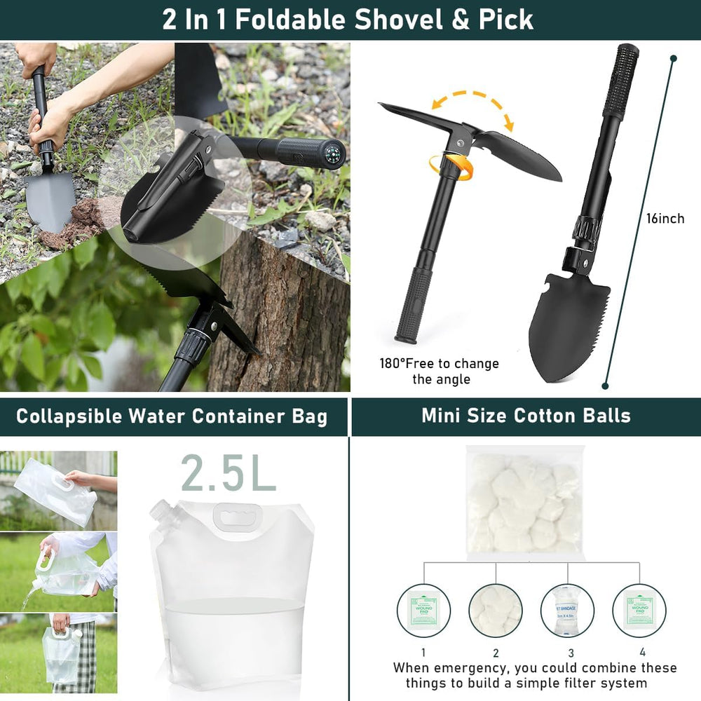 Survival Kit, 262Pcs Survival Gear and Supplies with First Aid Kit Pouch and ...