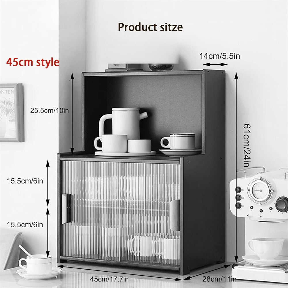 Kitchen Storage Cabinet, Countertop Cabinet with Sliding Door, Pantry Storage...