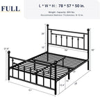 Allewie 14 Inch Full Size Metal Platform Bed Frame with Victorian Vintage Headboard and Footboard/Mattress Foundation/Under Bed Storage/No Box Spring Needed/Easy Assembly/Noise Free/Black