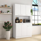 70.87" Tall 6-Door Kitchen Pantry Cabinet with Drawer & Open Shelf, Freestanding Storage Cupboard with Fixed Shelves for Kitchen, Dining Room, Laundry Room(White)