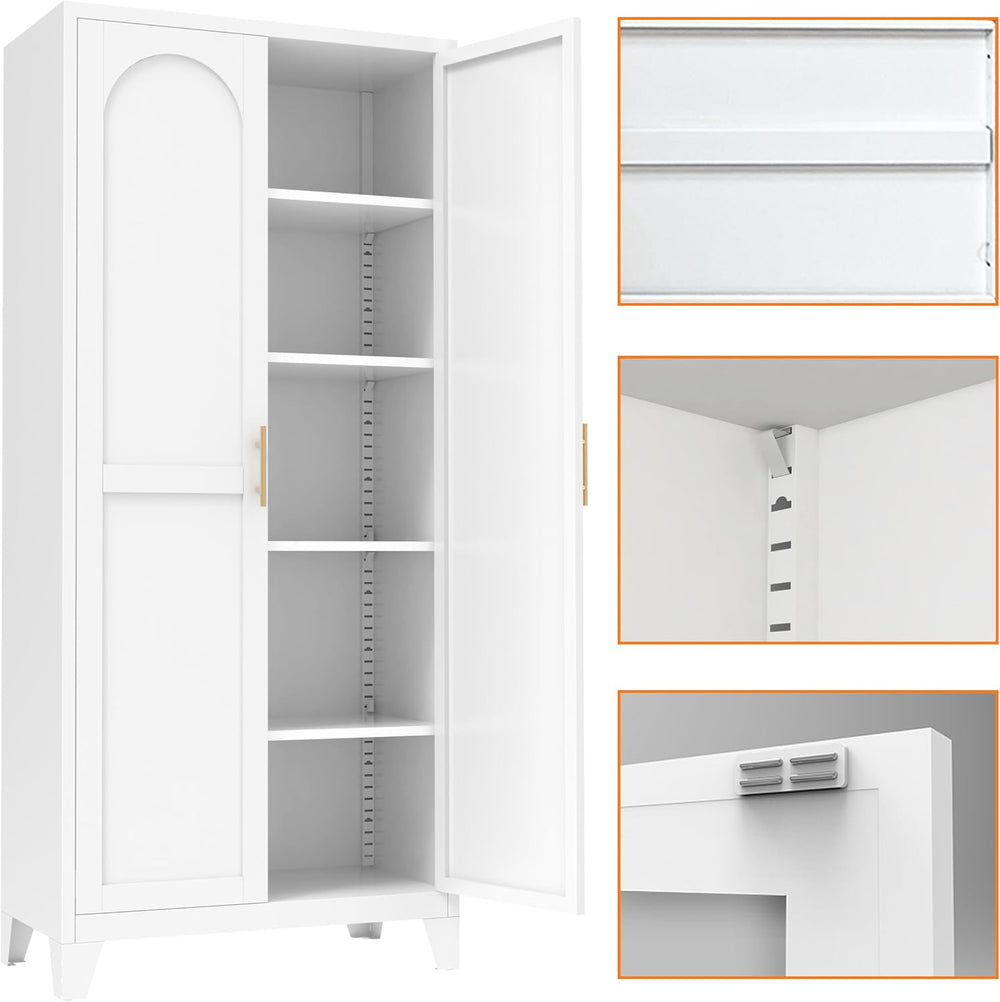71" Pantry Cabinet, Kitchen Pantry Storage Cabinets with Adjustable Shel...