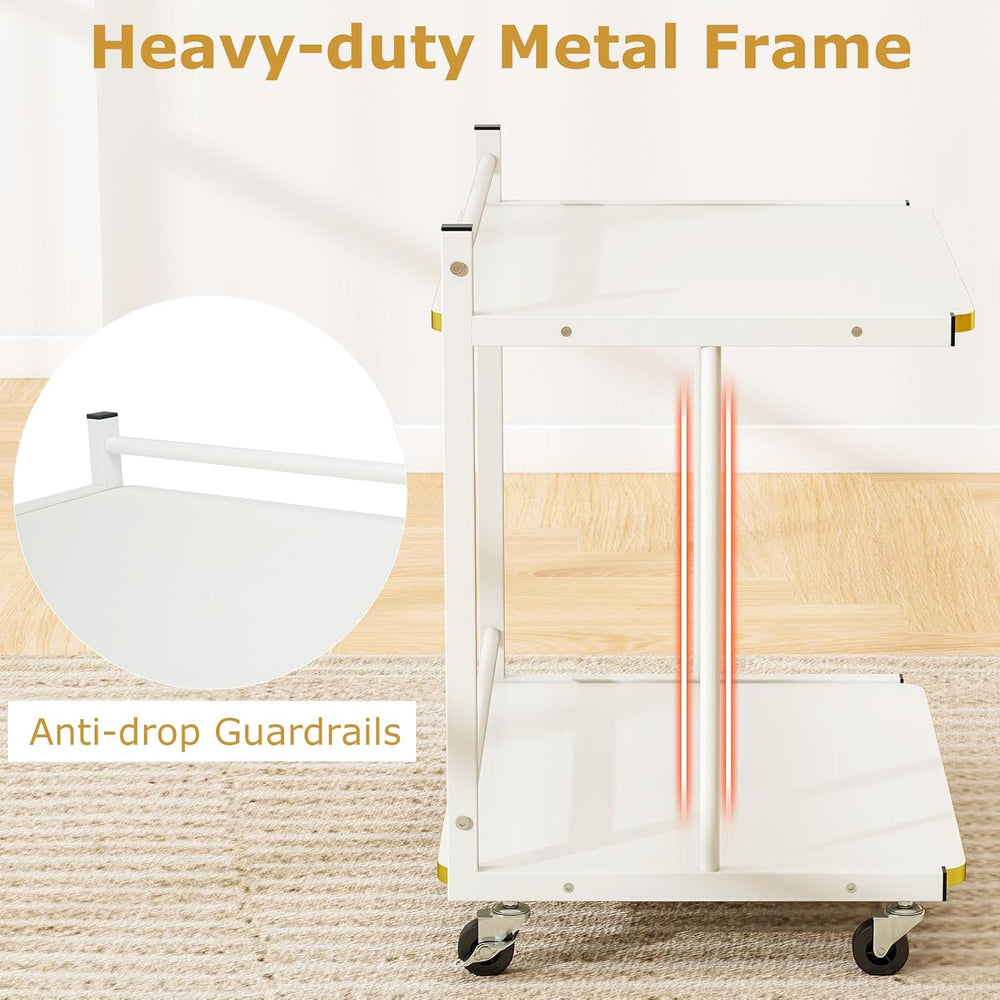 GOFLAME Rolling C-Shaped End Table, Couch Sofa Bed Side Table on Wheels, Open...