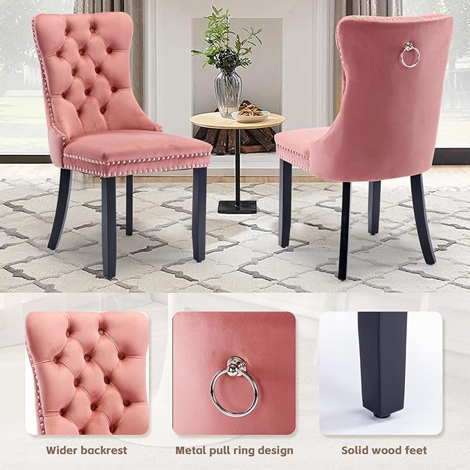 SoarFlash Kitchen Table and Chairs for 2, 24" Dining Table Set for 2 with Velvet Upholstered Chairs, 3 Piece Round Kitchen Table Set, Dining Room Table Set for Small Space, Apartment