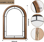 blue page Arched Mirror, Farmhouse Wall Decor Accent, Rustic Wood Framed Mirror Like Window for Bathroom Vanity, Bedroom, Entryway, and Living Room