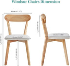 Solid Wood Dining Chairs Set of 2, Natural Wood Louis Upholstered Chairs with Curved Backrest and Soft Pad
