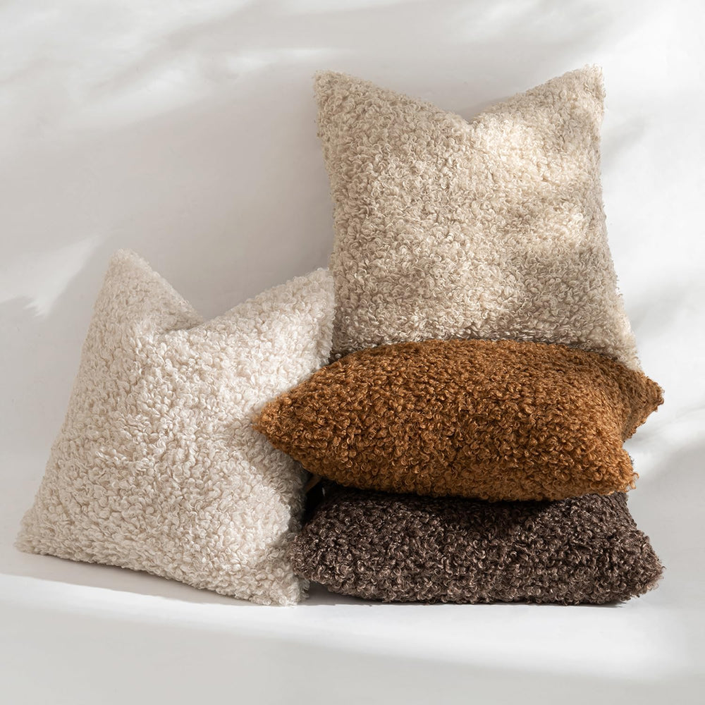 MIULEE Decorative Faux Fur Pillow Covers Euro Sherpa 24x24 Oatmeal