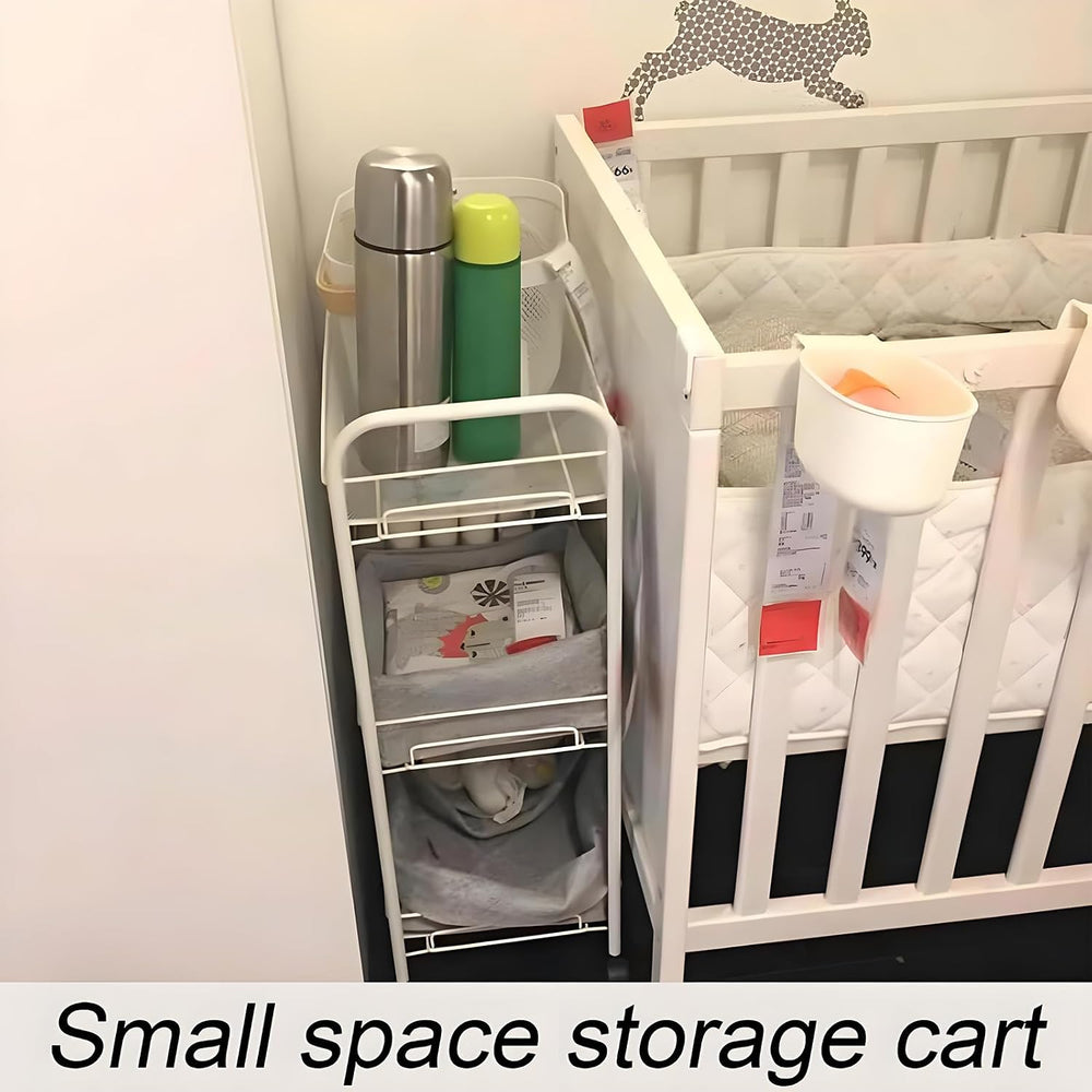 Storage Carts 3-Tier, Metal Utility Rolling Cart with Wheels, Snack Shelves, ...