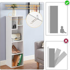 VECELO Small White Bookshelf, 5 Cube Slim Bookcase, Fits Tallest Hardcovers, Horizontal Available, Modern Floor Standing Unit, Each Shelf Hold Up to 66 LBS,Pearl White
