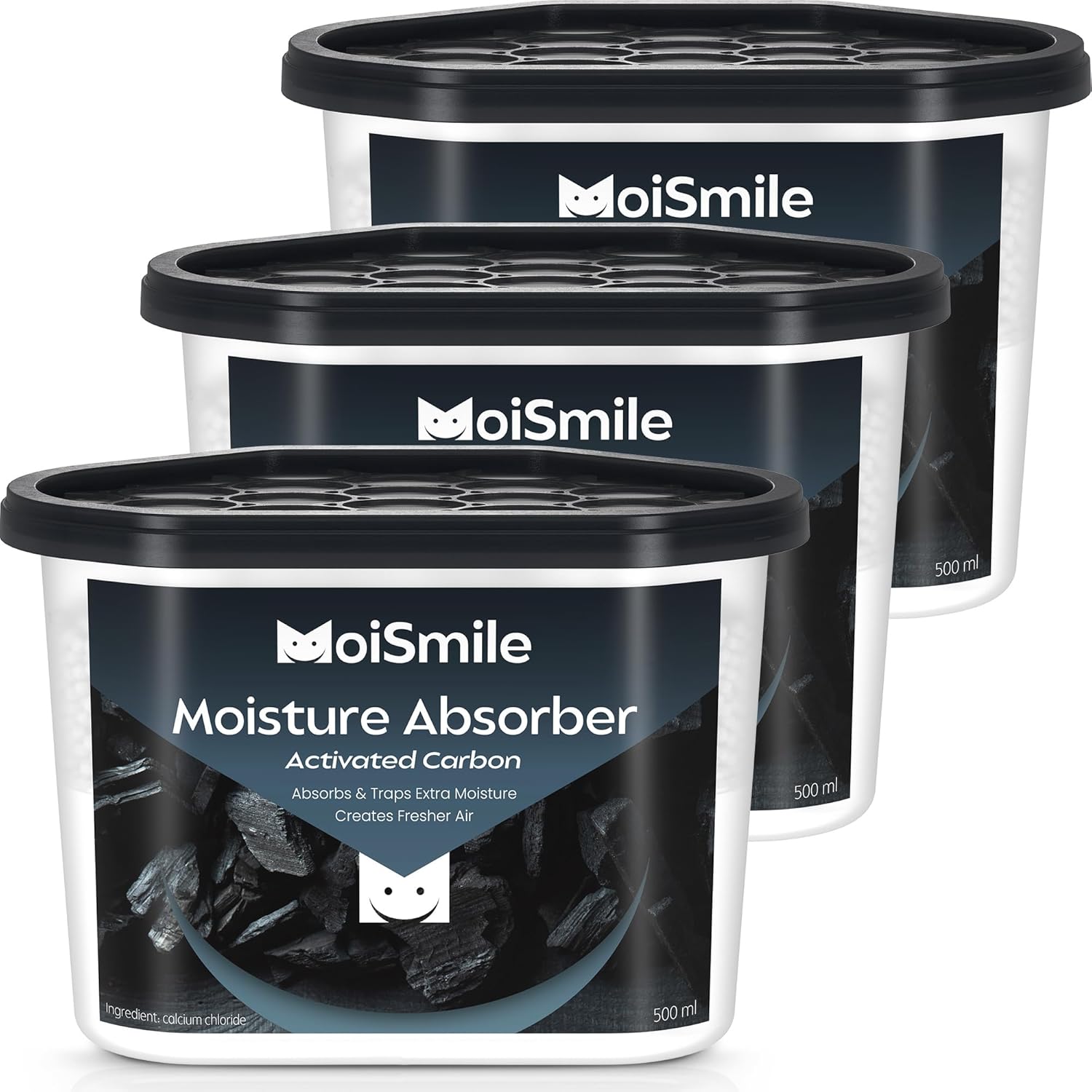 Moisture Absorbers 3 Pack, Activated Carbonfor Closet Dehumidifier Moisture Absorbers, 10.5 oz Refillable Humidity Absorber Boxes for Closet, Car ＆ Basement