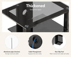 FITUEYES 4-Tier AV Media Cabinet Stand Component Cabinet, Gaming TV Stand and Stereo Rack Audio Tower with Height Adjustable Tempered Glass Shelves, AS406003GB