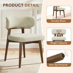 Dining Chairs Set of 2, Modern Upholstered Dining Chairs, Wooden Kitchen Chairs for Dining Room with Ergonomic Curved Backrest