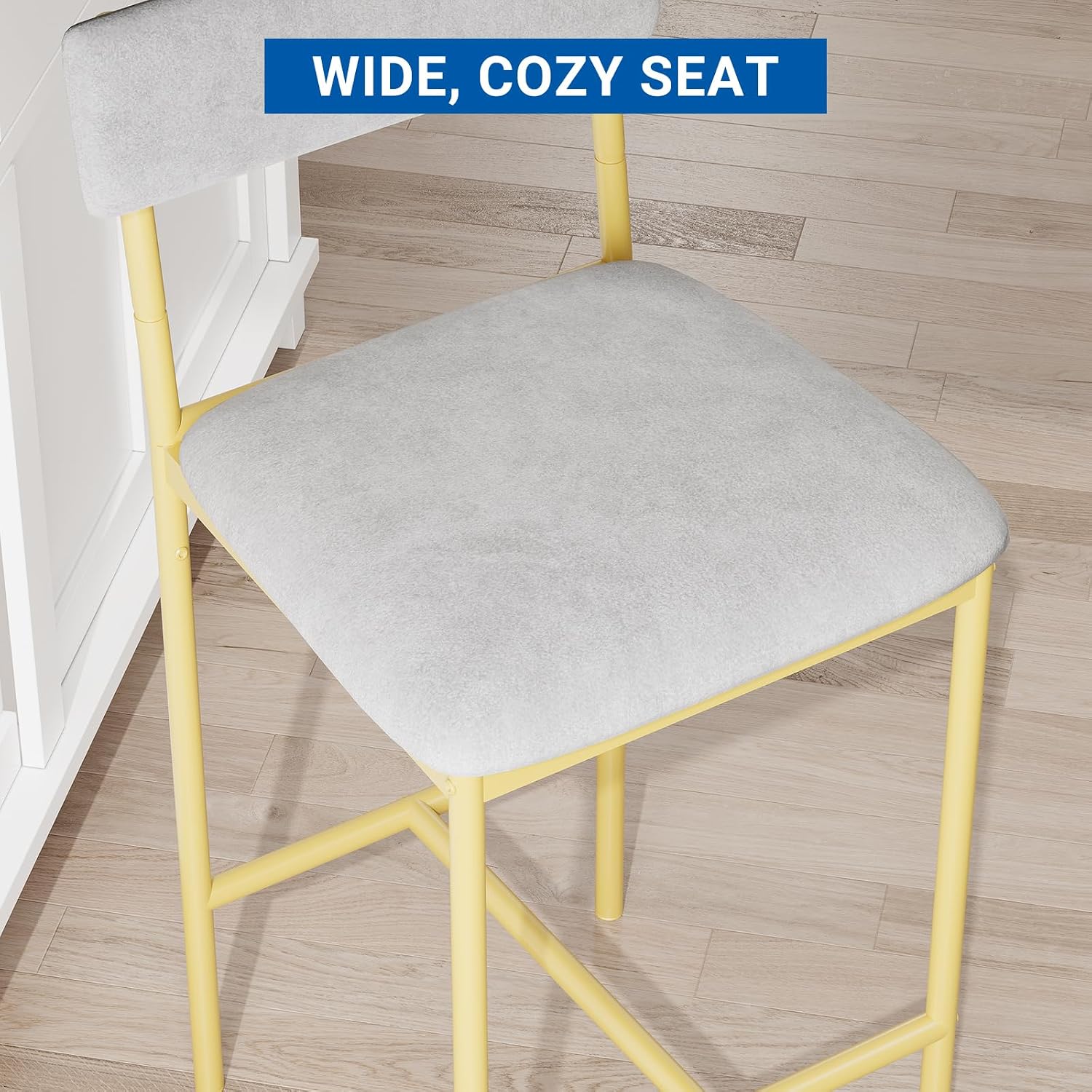 Dining Table Set for 2, Counter Height Kitchen Table and Chairs, Bar Table Set with 2 Upholstered Bar Stools, 3 Piece Dining Room Table Set for Small Space, Apartment, Gold