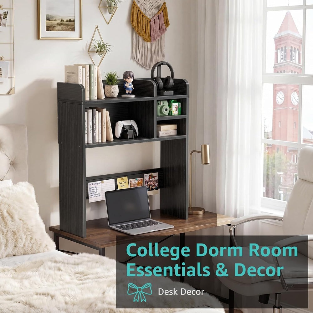 30" Black Desk Hutch Dorm Top Only with Sheves Felt Board for College