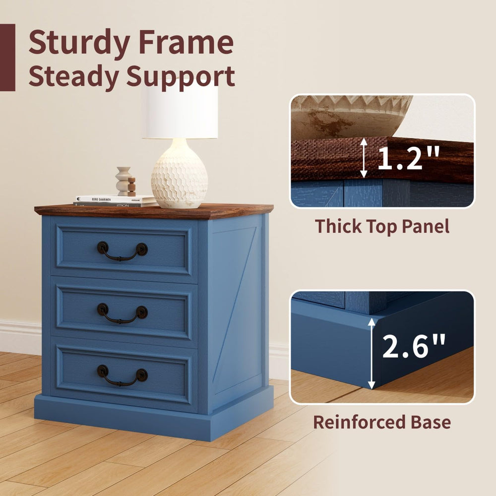 Vipbear Nightstand with Charging Station Set of 2, 22.4" Wide Farmhouse ...