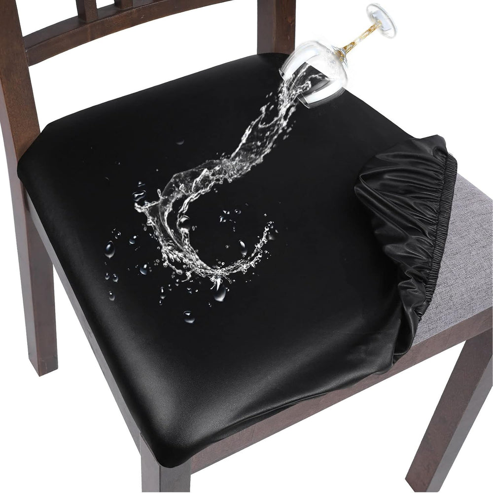 Waterproof PU Leather Seat Covers for Dining Chairs, 6 Pack Stretch Dining Ro...
