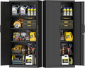 Metal Tall Storage Cabinet, Black Storage Cabinets with Doors and Shelves, 72" H File Cabinet with 4 Adjustable Shelves, Heavy Duty Locking Cabinets for Home, Office, School