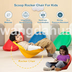 Scoop Rocker Chair for Kids, Plastic Scoop Chairs for Classroom, Portable Reading Chair with Back Support, Toddler Floor Chair Sensory Balance Scoop Wobble Seat,Blue,1pcs