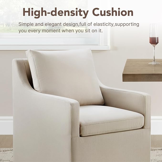 Upholstered Dining Chairs Set of 1, Modern Dining Room Chairs with Casters &a...