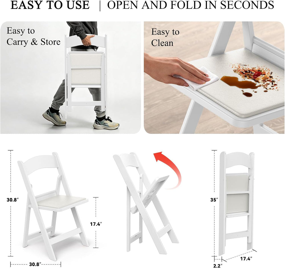 Nazhura Garden and Patio Folding Chair Set of 4 for Events and Wedding, Light...