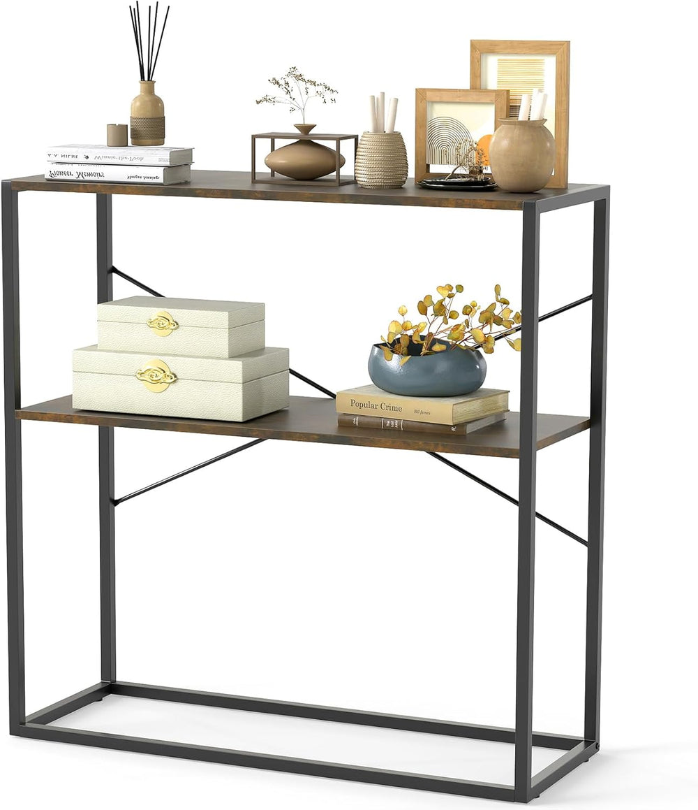 Giantex 36" Narrow Console Table, 2-Tier Entryway Tables with Wood Grain...