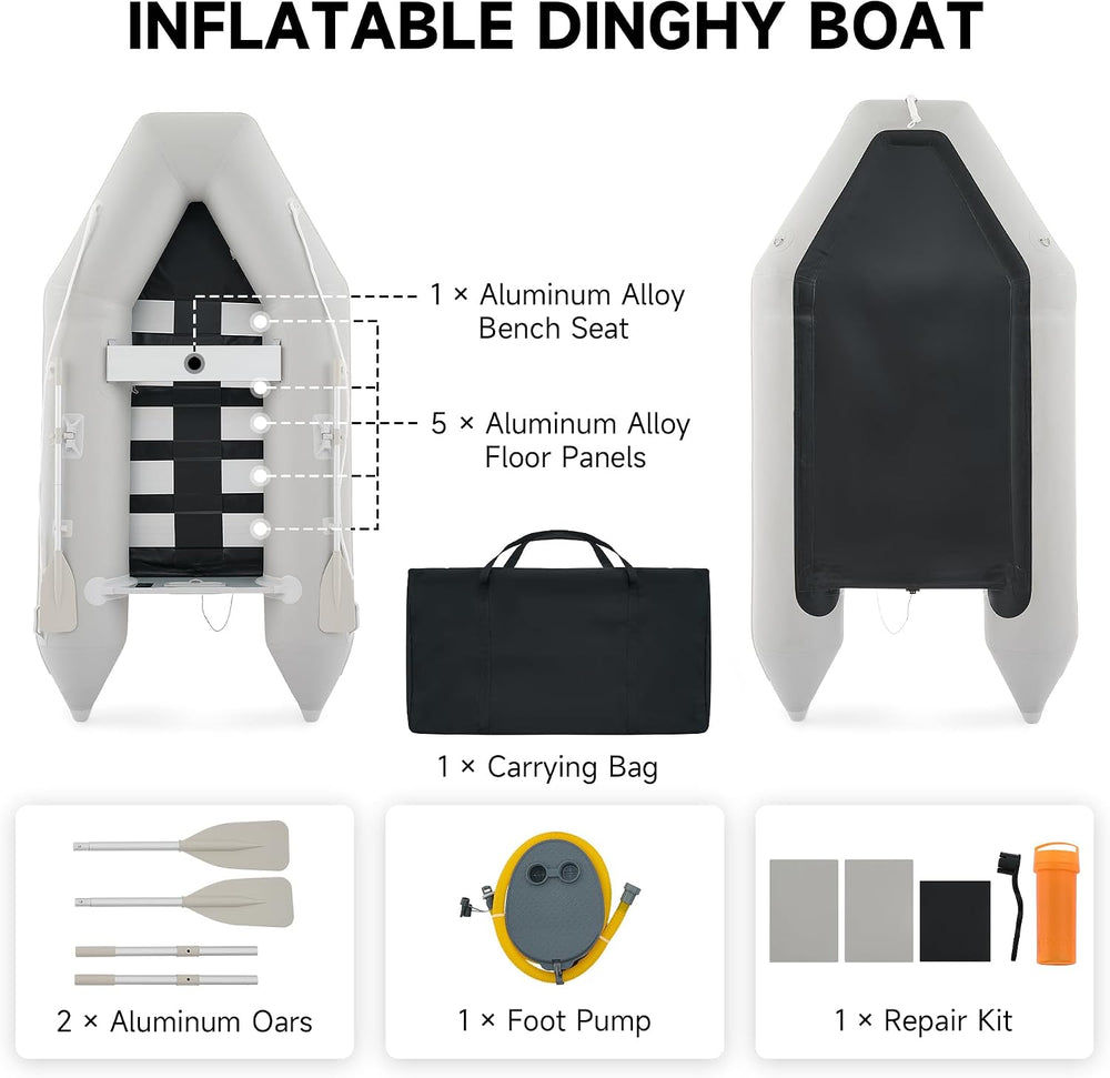 CO-Z 10ft Inflatable Dinghy Boat for 4 Adults, 990lb PVC Raft with Oars